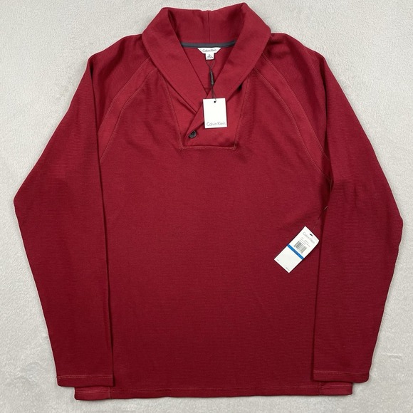 Calvin Klein Other - New Calvin Klein Sweater Mens XL Red Shawl Collar Preppy Winter Stretch Dressy